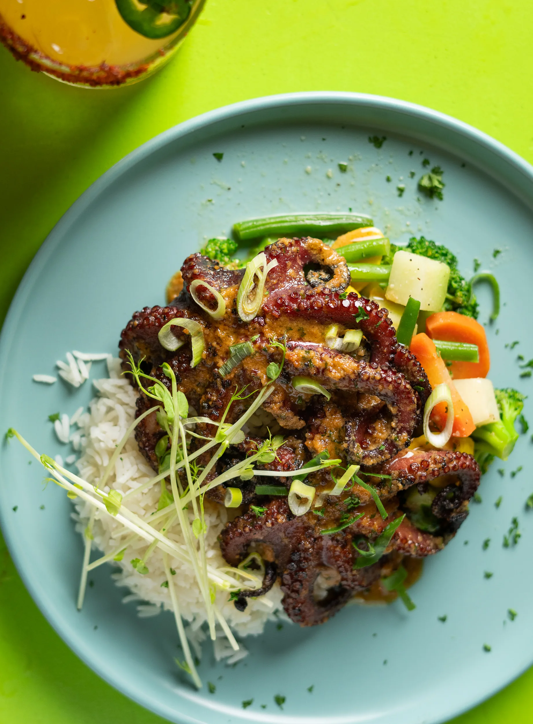 Pulpo al grill — vista superior